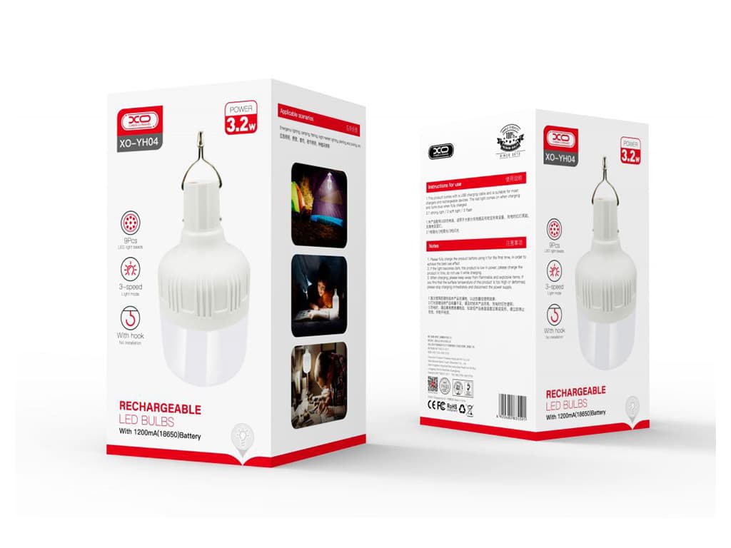 لامپ ال‌ای‌دی دارای باتری 1200میلی آمپر ساعت ایکس او XO-YH04 LED lamp with 1200 mAh battery — تصویر ۶