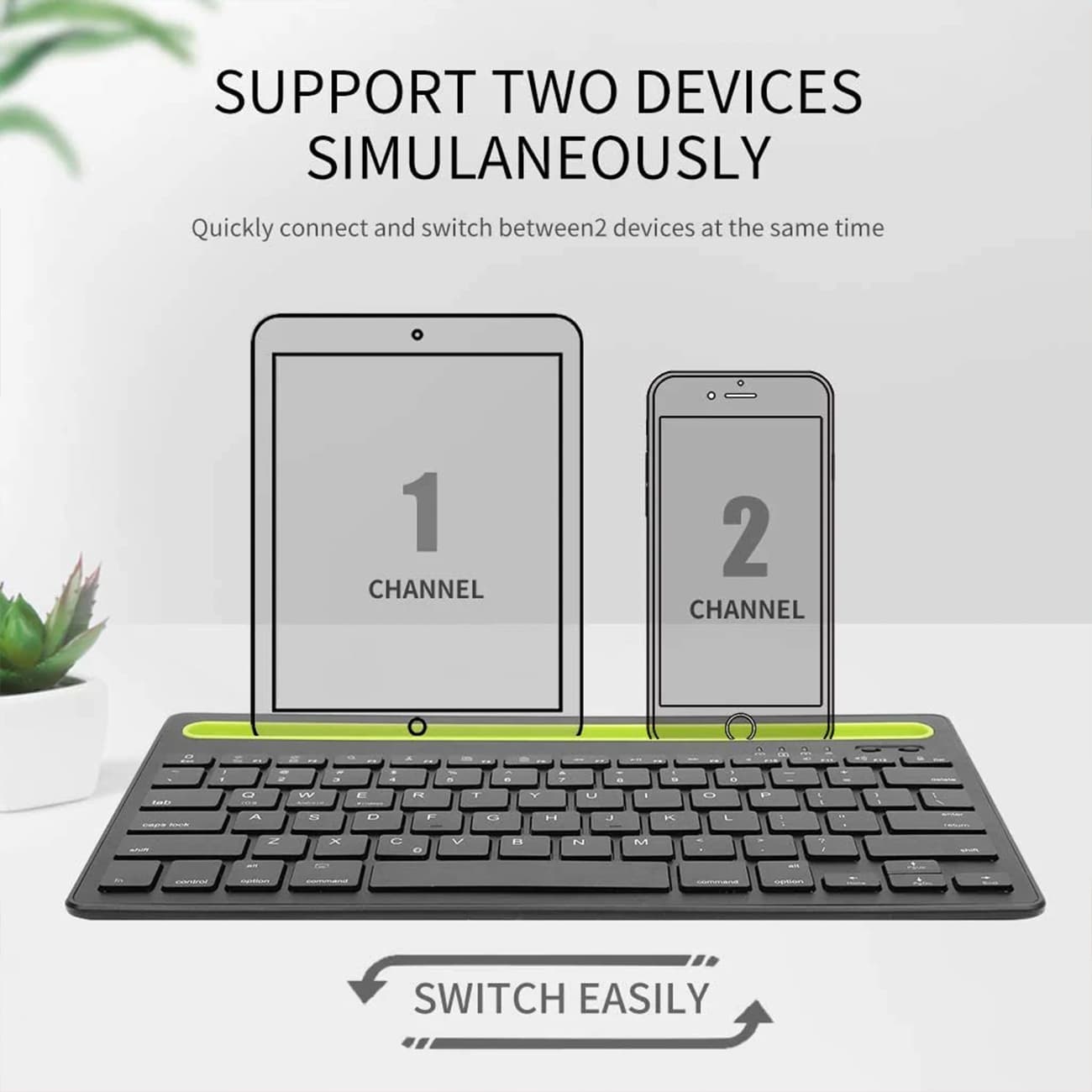 کیبورد بیسیم شارژی با استند موبایل و تبلت Multi-Platform — تصویر ۶