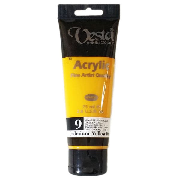 رنگ اکریلیک وستا مدل 09 Cadmium Yellow Hue حجم 75 میلی لیتر