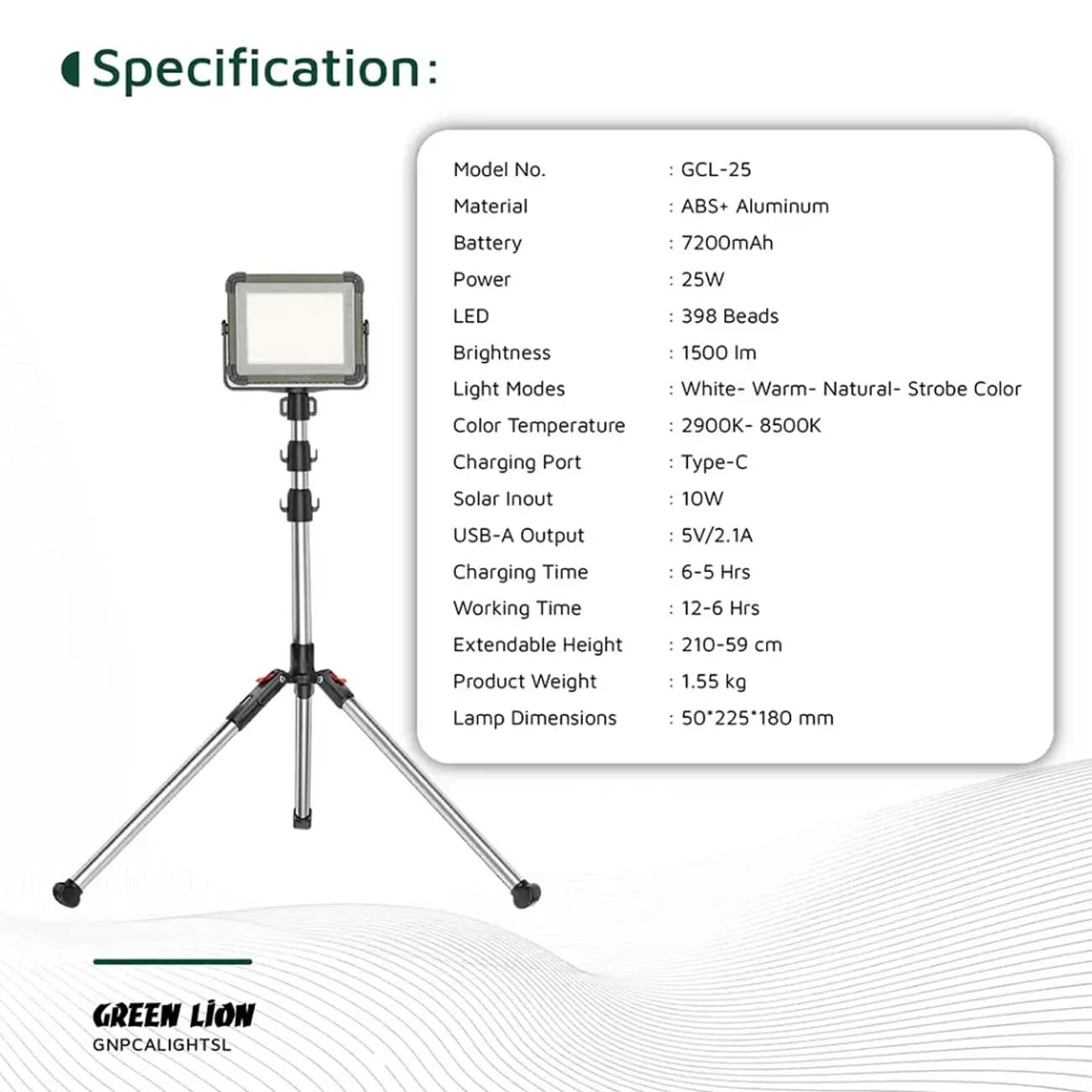 چراغ کمپینگ خورشیدی گرین‌لاین GNPCALIGHTSL / GCL-25 همراه ریموت کنترل — تصویر ۵
