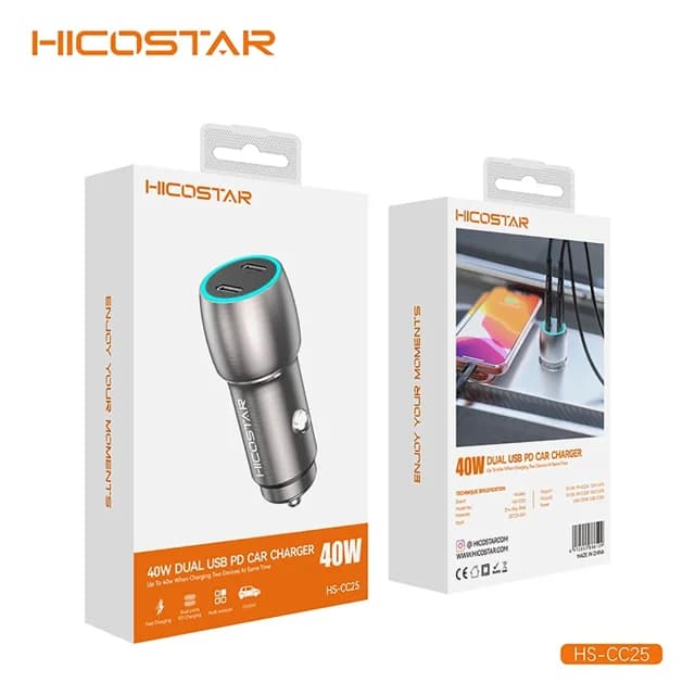 شارژر فندکی فست شارژ هایکو استار HICOSTAR مدل HS-CC25 توان 40 وات — تصویر ۳