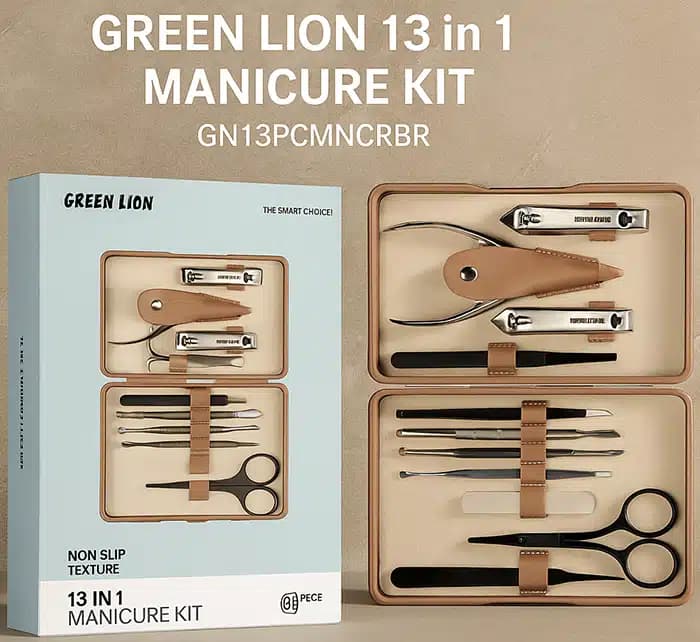 ناخن‌گیر و پک مسافرتی مانیکور و پدیکور گرین‌لاین (13 عددی) Green Lion GN13PCMNCRBR — تصویر ۹