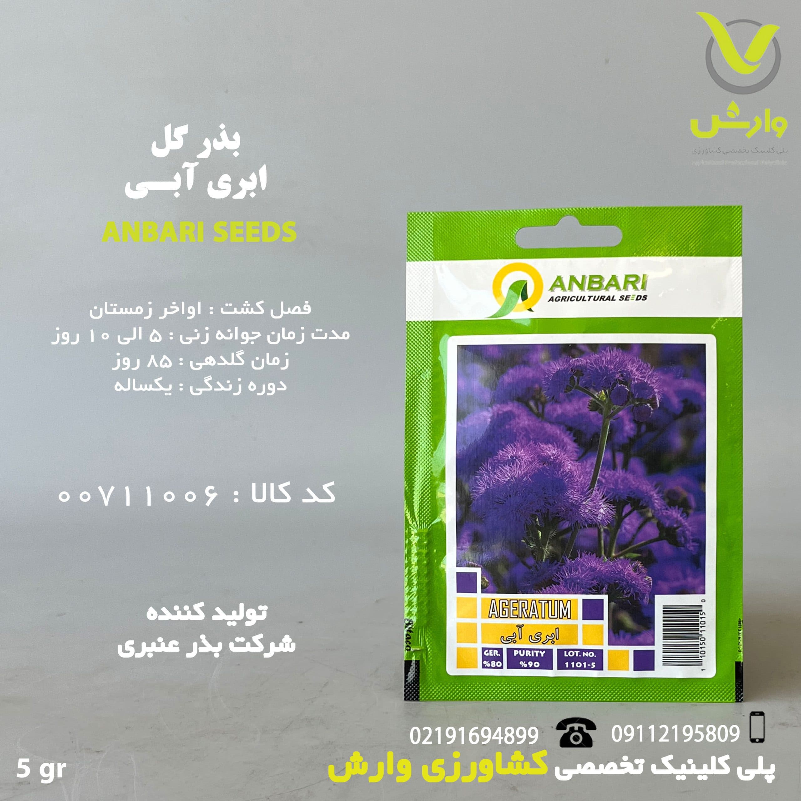 بذر گل ابری آبی عنبری بسته بندی خانگی