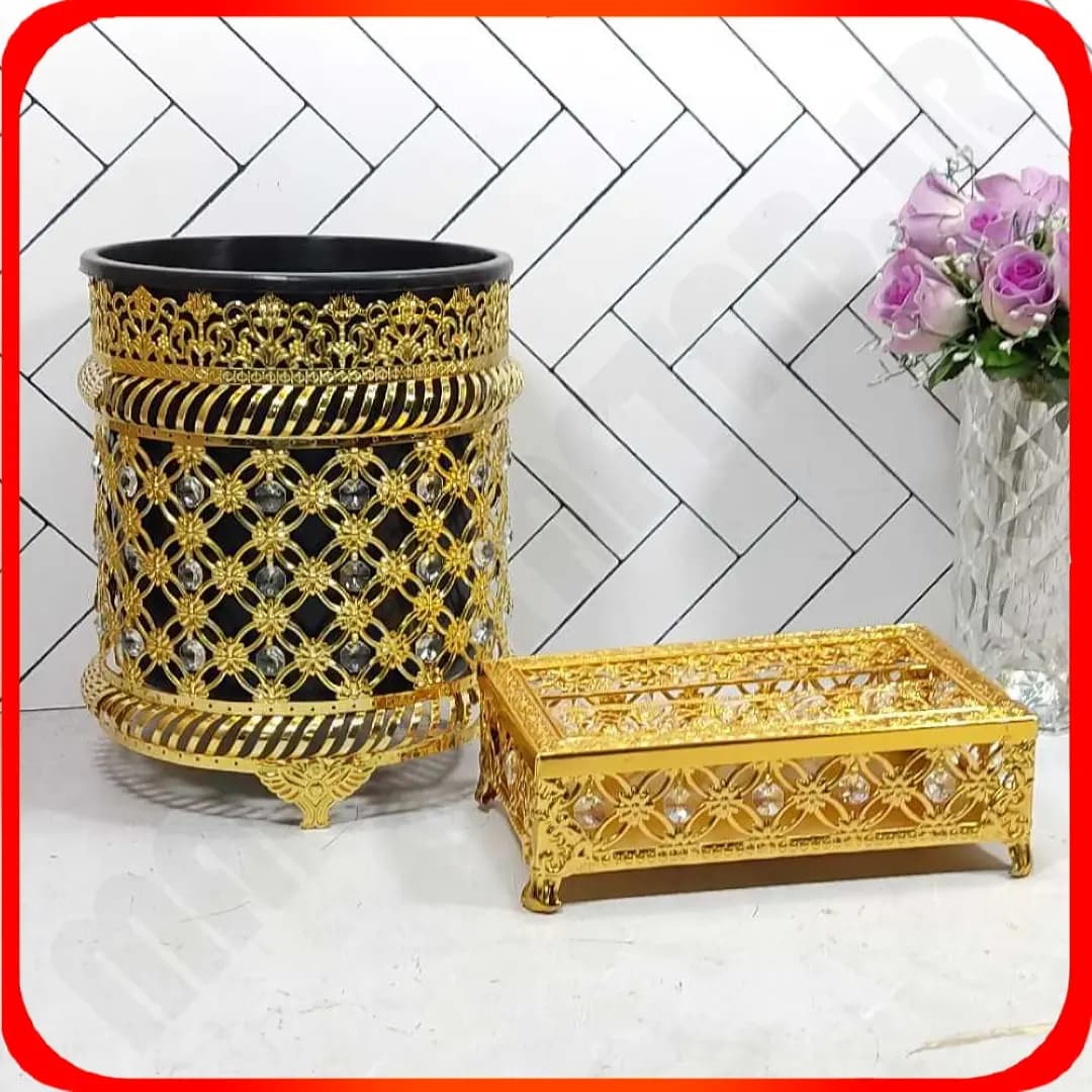 سطل و دستمال کریستالی شکم دار لاله طلایی زومبا