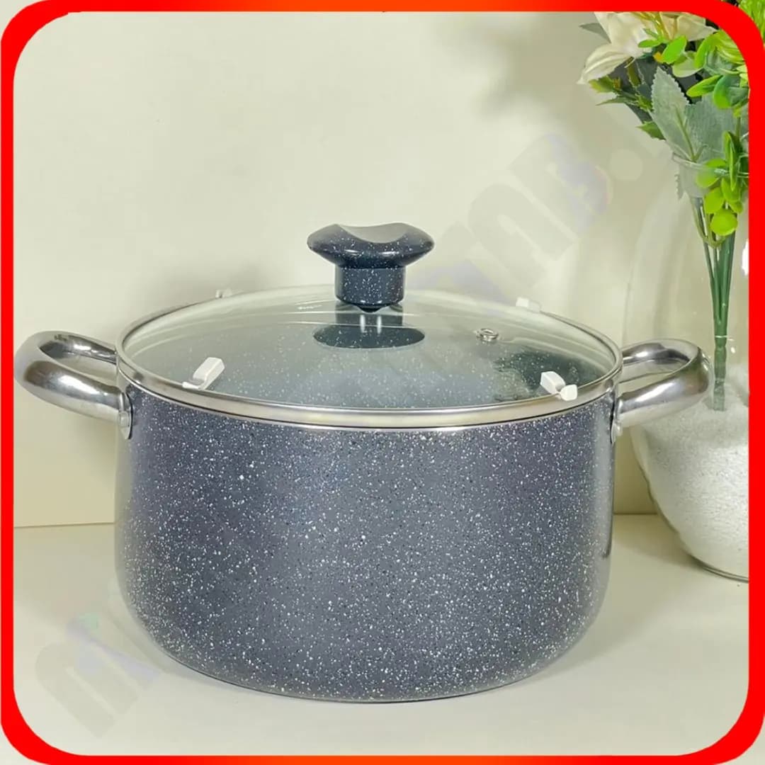 قابلمه سایز 22 تیتان طوسی بی لبه درب شیشه ای