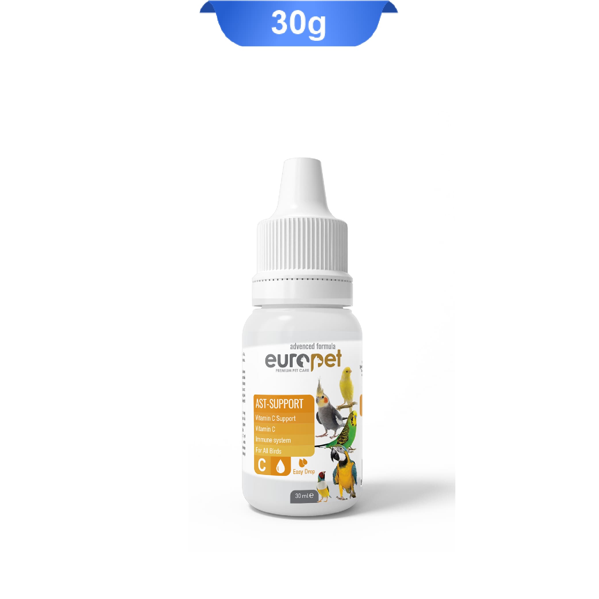 قطره مکمل تقویت سیستم ایمنی پرندگان یوروپت حجم 30 میلی لیتر Europet Ast-Support