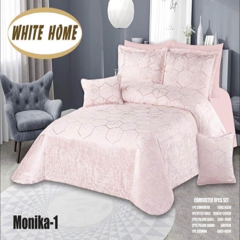 سرویس روتختی مخمل ویت هوم white home مدل مونیکا Monika دونفره 8 تکه — تصویر ۸