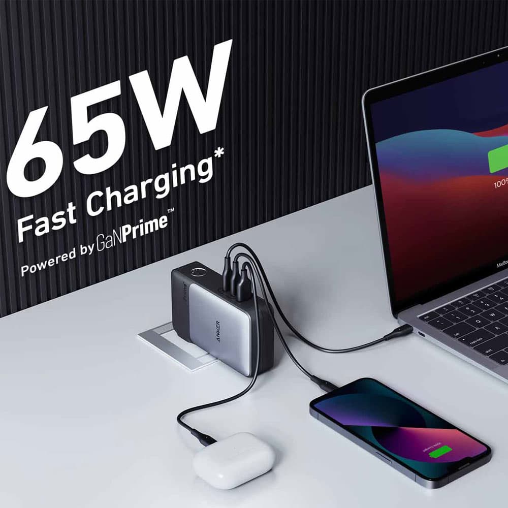 پاوربانک (فست شارژ) Anker 65W 10000mAh مدل PowerCore GaNPrime A1651 — تصویر ۲