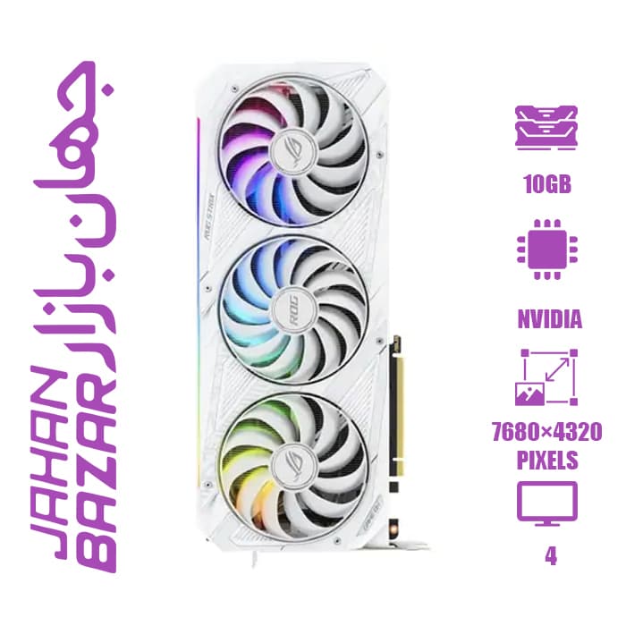 کارت گرافیک استوک ایسوس ASUS RTX 3080 ROG STRIX OC 10GB WHITE با کارتن