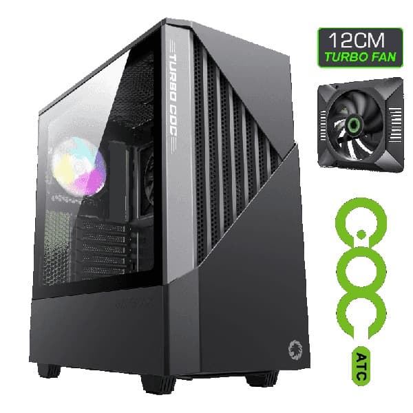 کیس گیمینگ گیم مکس GAMEMAX Contac COC BG رنگ مشکی خاکستری — تصویر ۲