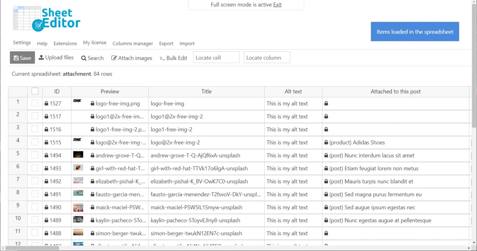دانلود افزونه وردپرس WP Sheet Editor Bulk Edit Files WP Media library Spreadsheet