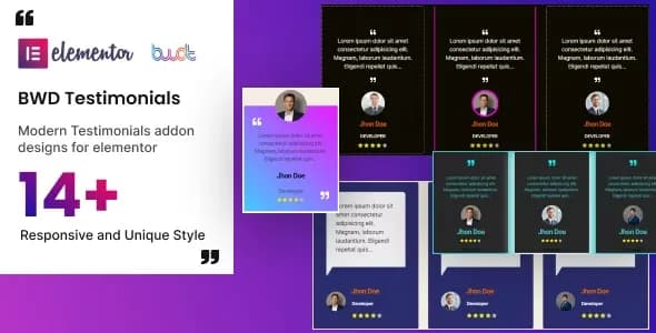 دانلود افزونه وردپرس ادآن BWD Testimonials برای المنتور