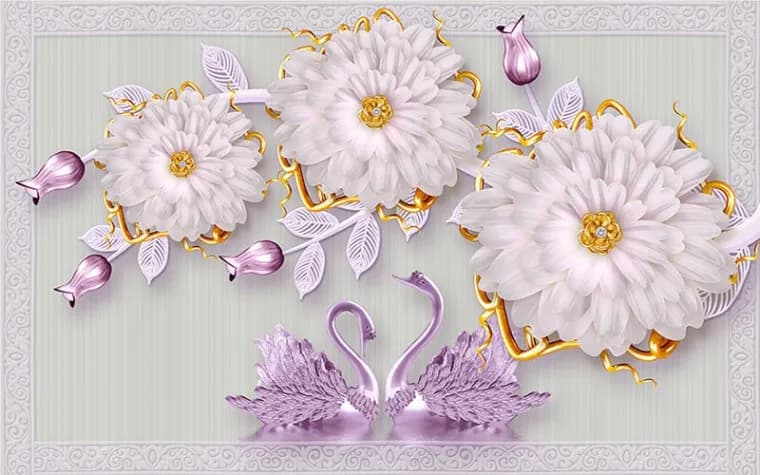 کاغذ دیواری سه بعدی طرح گل — تصویر ۲