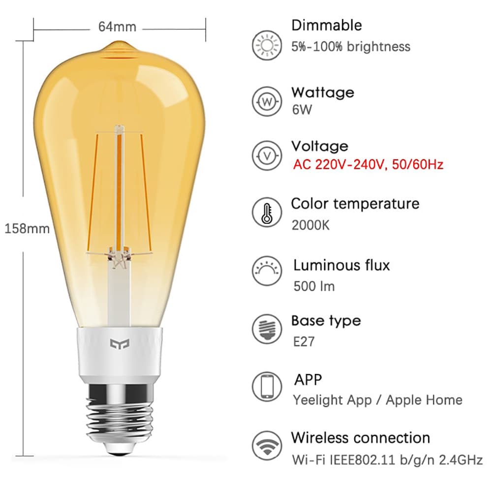 لامپ فیلامنت LED هوشمند شیائومی YEELIGHT مدل ST64 — تصویر ۳
