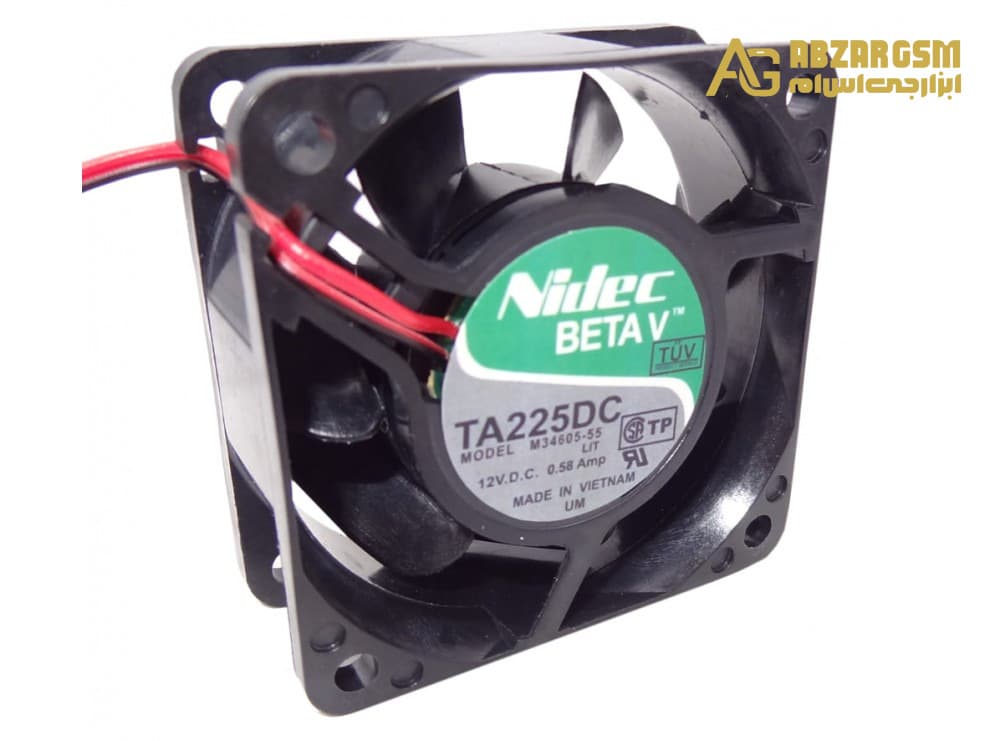 جت فن بلبرینگی 12V-0.58A سایز 6x6x2.5 مارک NIDEC مدل TA225DC M34605-55 — تصویر ۲