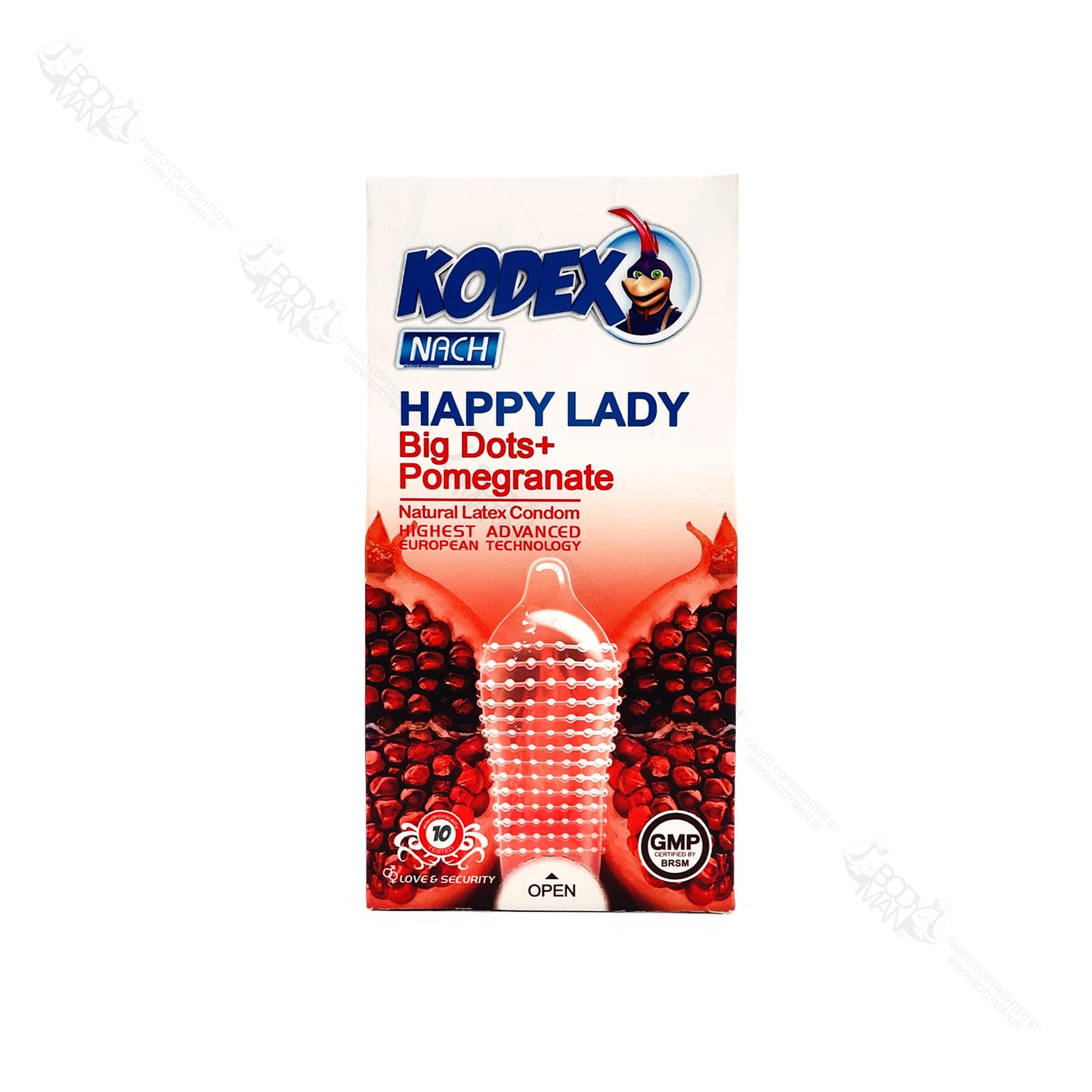 کاندوم خاردار + ژل انار هپی لیدی کدکس | KODEX HAPPY LADY Big Dot + Pomegranate CONDOM