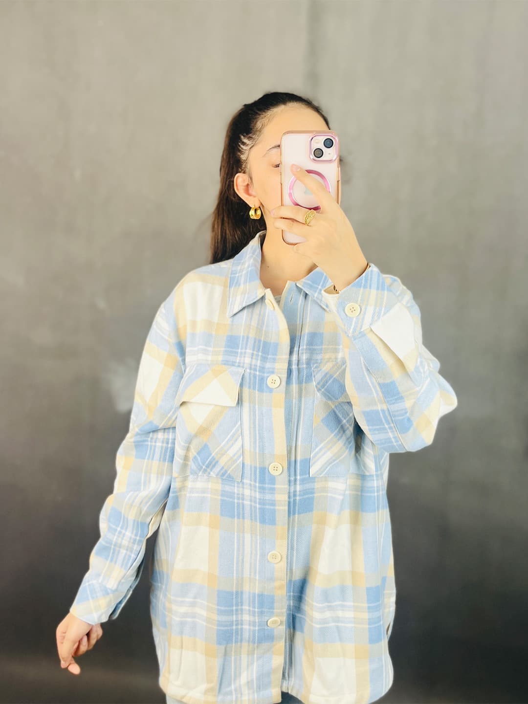 اورشرت زنانه طرح چهار خانه برند اسمارا کد Bano1846