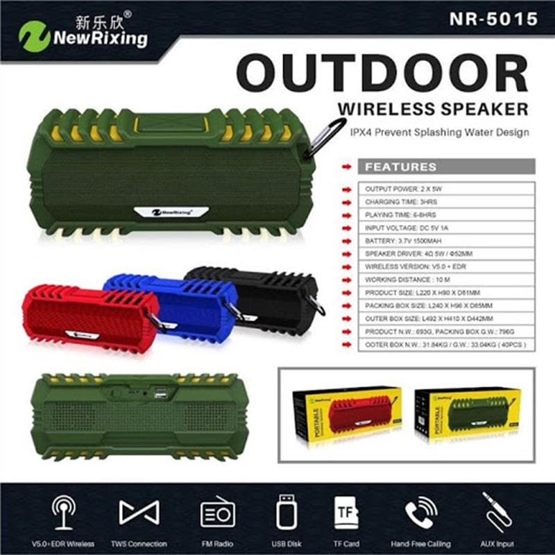 اسپیکر بلوتوثی نیوریکسینگ مدل NEWRIXING NR-5015 Speaker — تصویر ۵