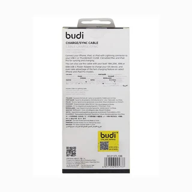 کابل شارژ تایپ سی به لایتنینگ Budi DC213tl 10B — تصویر ۲