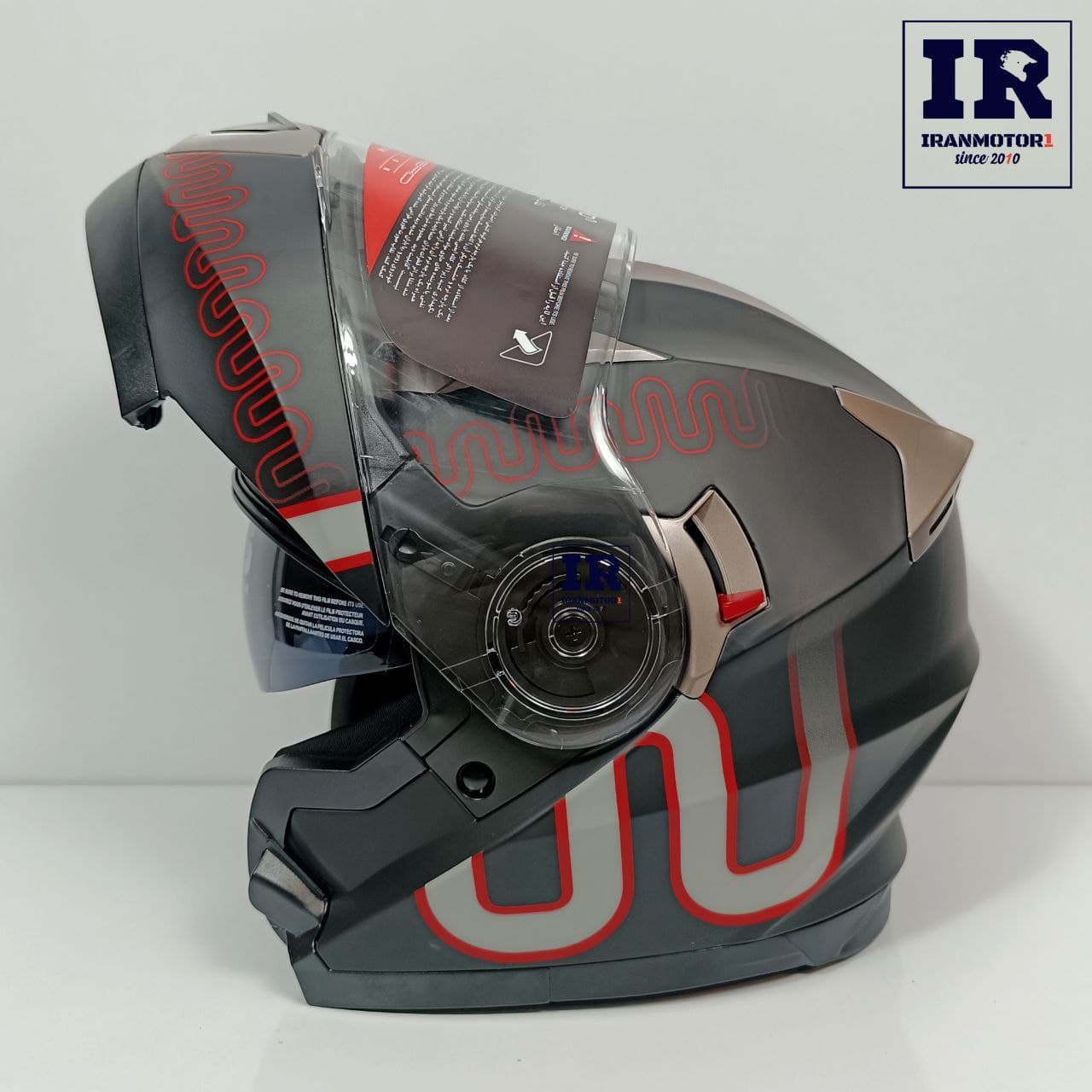 کلاه کاسکت فک متحرک دبلیو استاندارد wstandard کد F02 مشکی قرمز مات — تصویر ۳