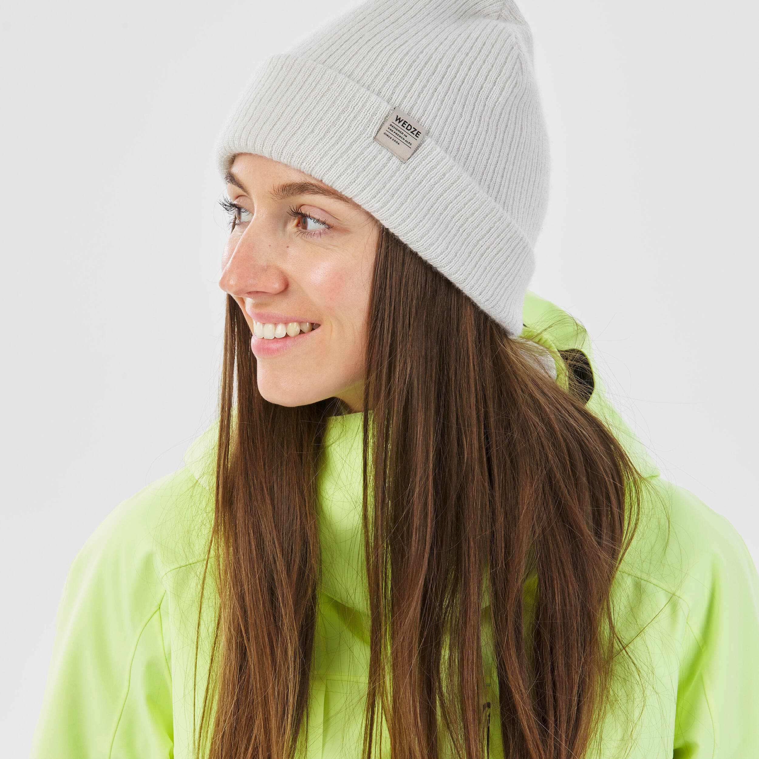 کلاه اسکی و شهری فیشرمن ودزی – دکتلون Wedze Adult Ski Beanie – White – Fisherman — تصویر ۲