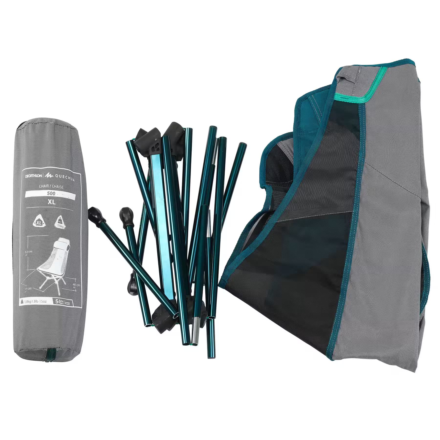 صندلی تاشو کمپینگ کچوا سایز ایکس لارج Quechua Folding Camping Chair – XL – MH500 — تصویر ۳