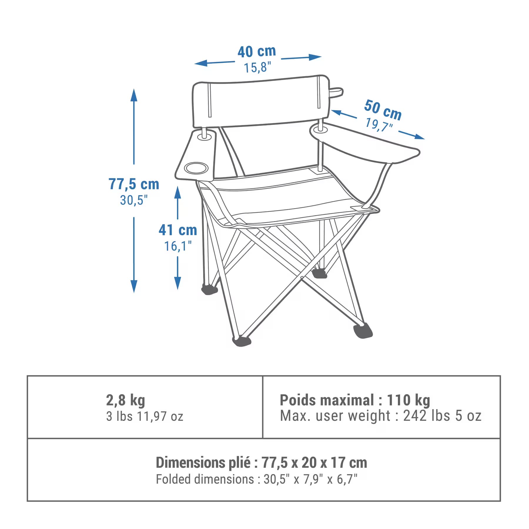 صندلی تاشو کمپینگ کچوا Quechua Folding Camping Chair – Beige – Basic — تصویر ۳