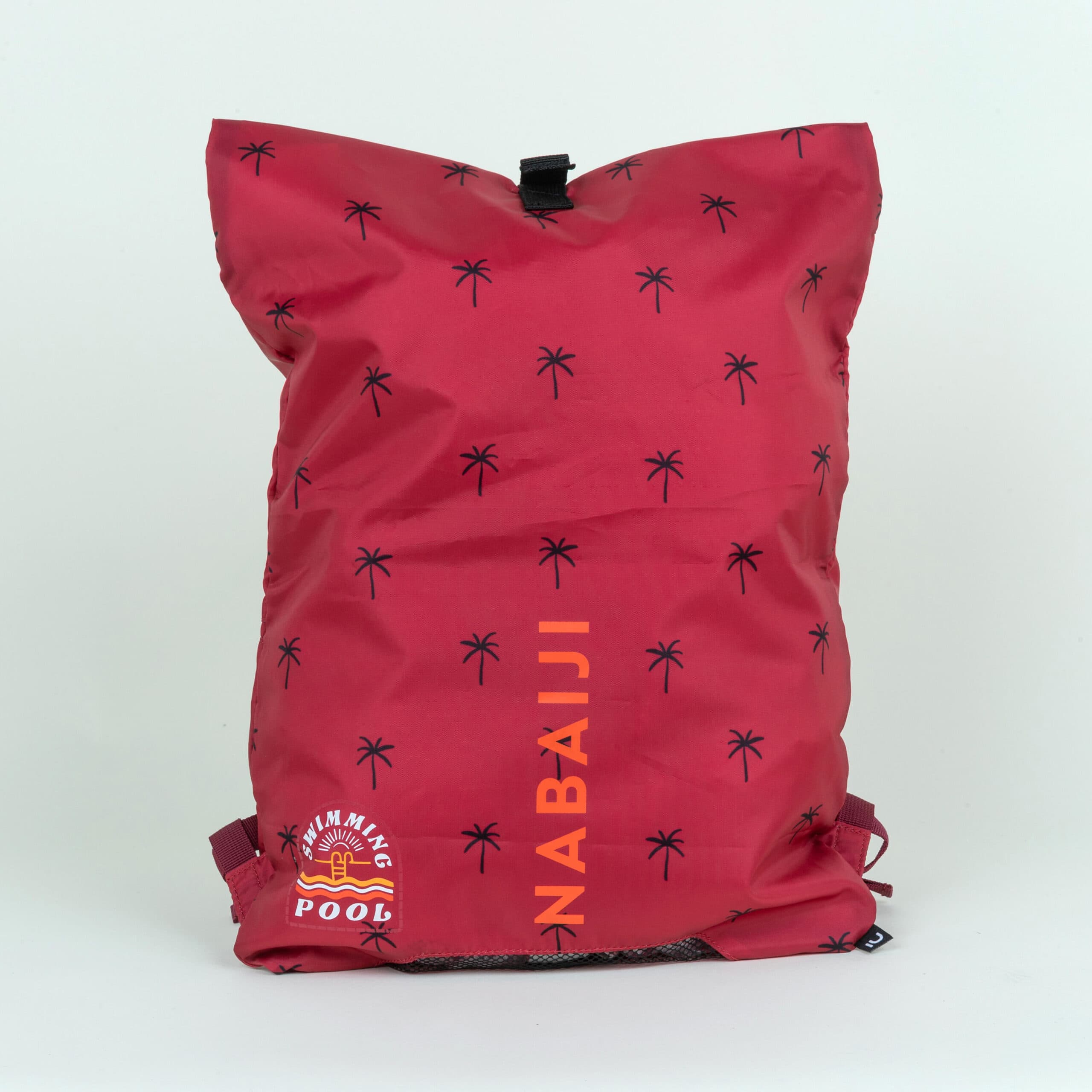 کوله پشتی استخر نابایجی – دکتلون Nabaiji Swimming Backpack – Red / Palm Printed – Lighty 100 — تصویر ۳