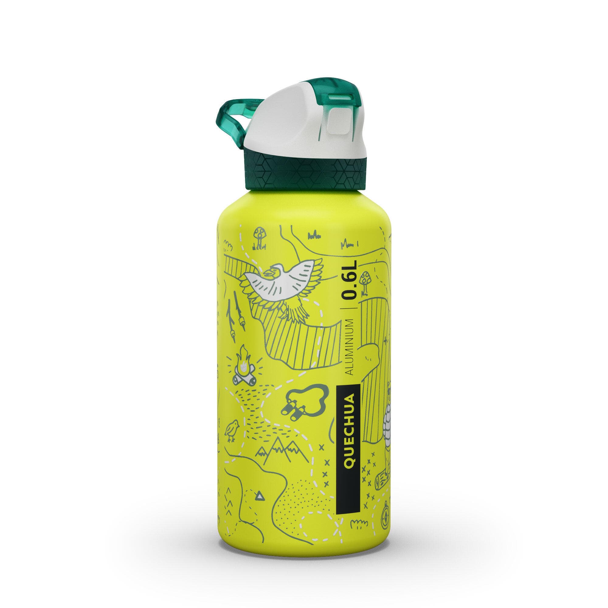 فلاسک کچوا – بطری آب Quechua Outdoor Aluminum Flask – With Straw / 0.6 Liter – Graphic Pattern – 900