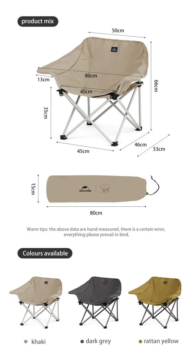 صندلی کمپینگ نیچرهایک Naturehike Gathering X-shaped chair (armrest version) – CNH23JU13002 — تصویر ۵