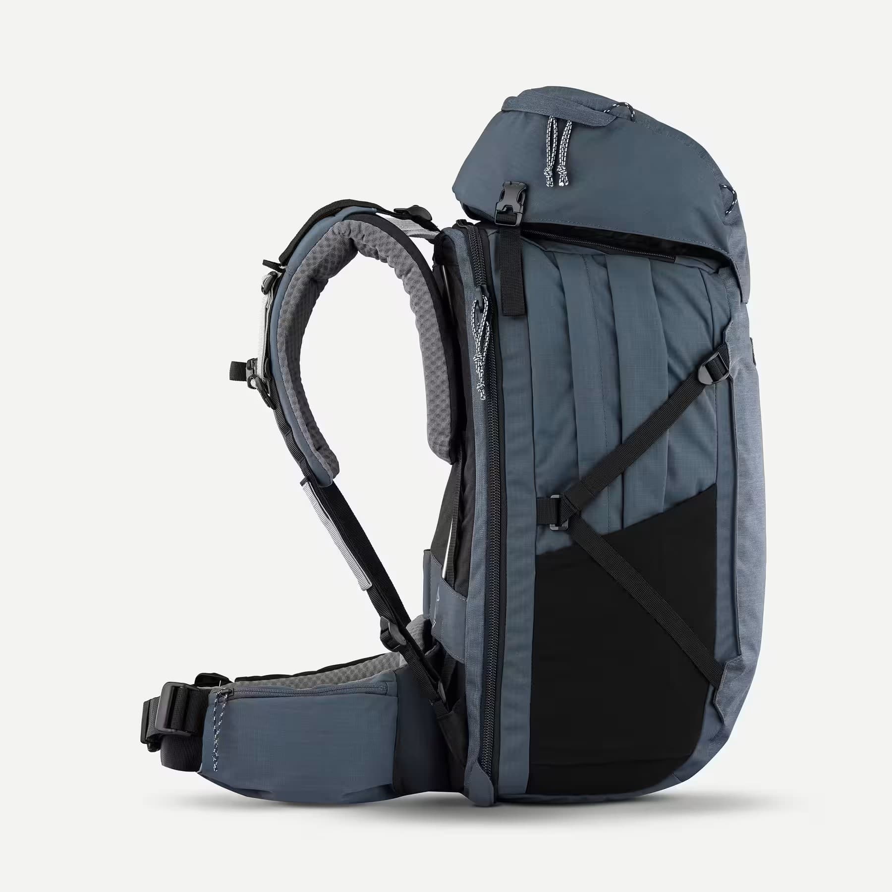 کوله پشتی فورکلاز مسافرتی و کوهنوردی 50 + 6 لیتری – زنانه Forclaz Women’s travel and trekking backpack with suitcase opening 50 + 6L – Travel 900 — تصویر ۴