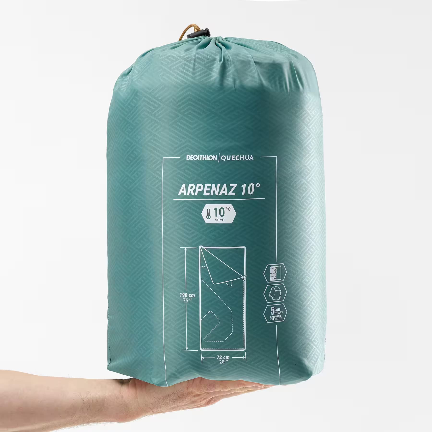 کیسه خواب کچوا دمای راحتی 10 درجه Quechua Camping Sleeping Bag – Turquoise – Arpenaz – 10 °C Comfort — تصویر ۴