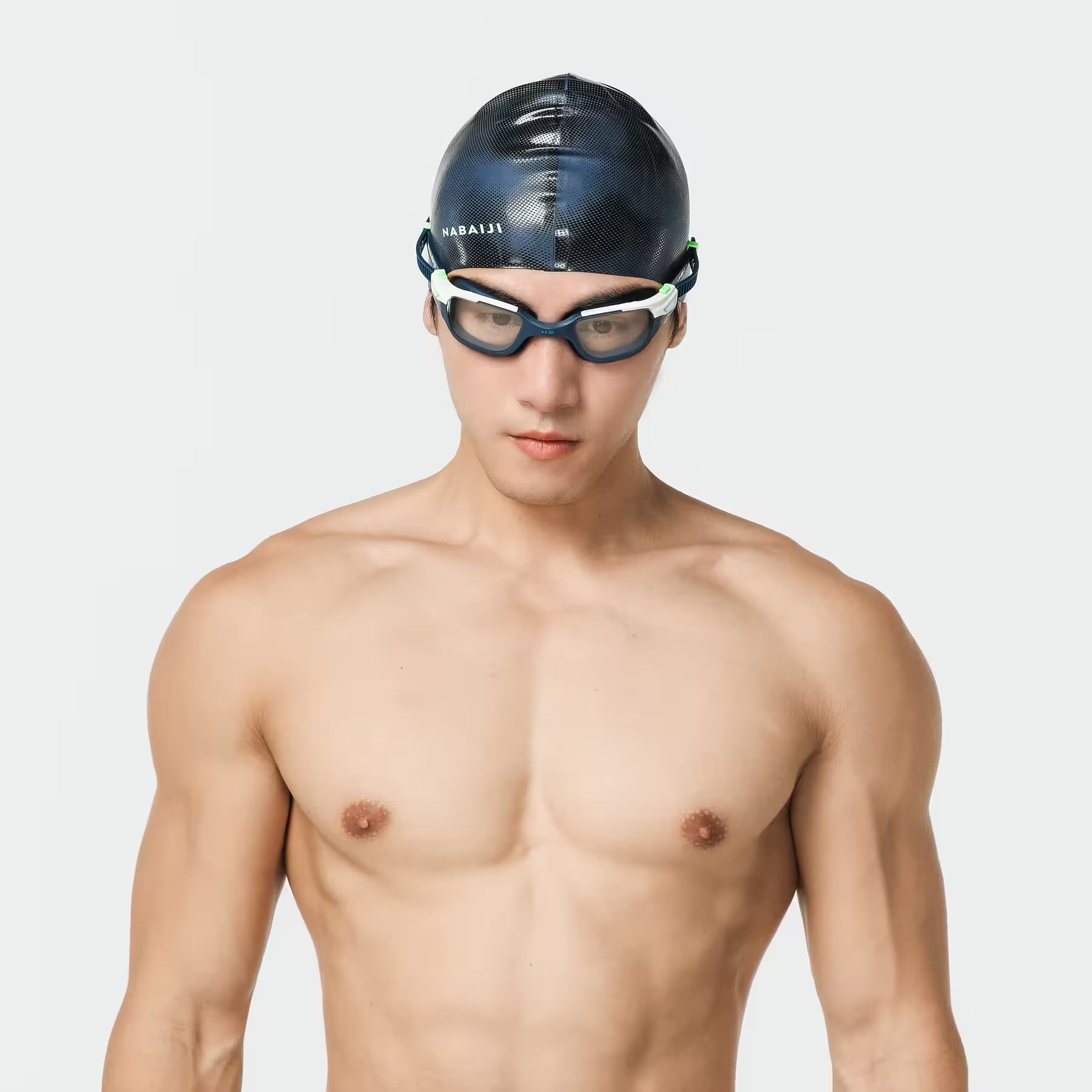کلاه شنا نابایجی – دکتلون Nabaiji Silicone Swimming Cap – Blue/Black – Term — تصویر ۷