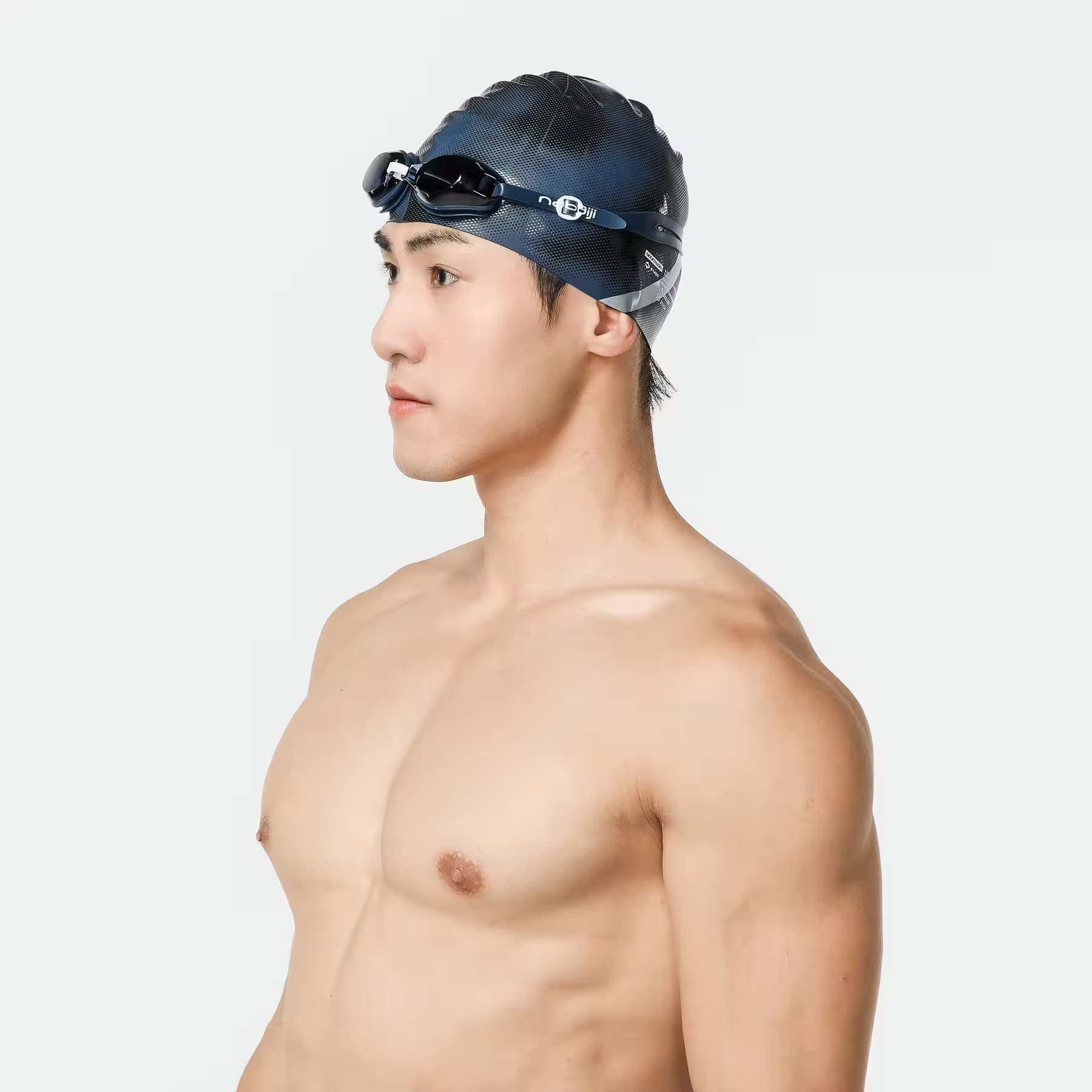 کلاه شنا نابایجی – دکتلون Nabaiji Silicone Swimming Cap – Blue/Black – Term — تصویر ۵