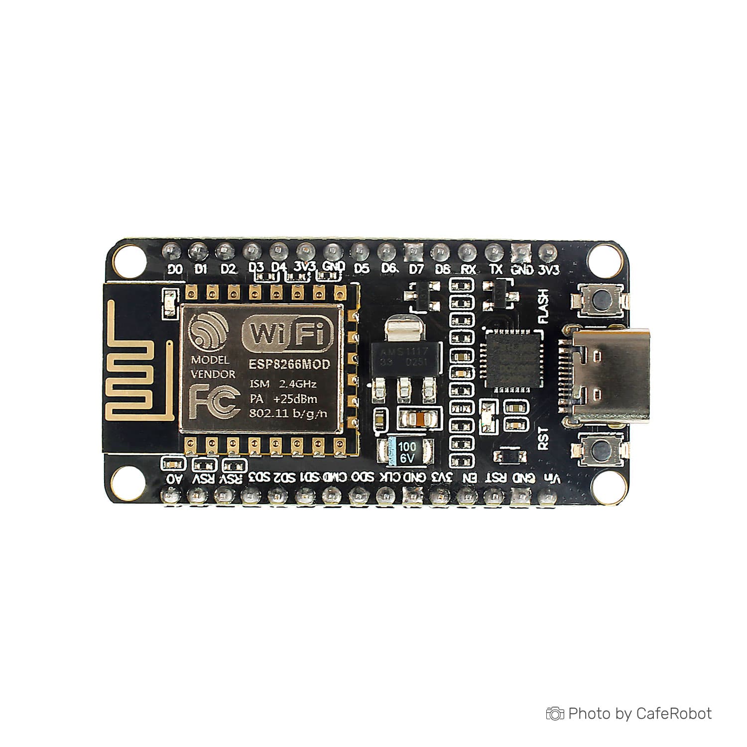 برد توسعه NodeMcu دارای هسته وای فای ESP8266 و مبدل CP2102 رابط تایپ C — تصویر ۶