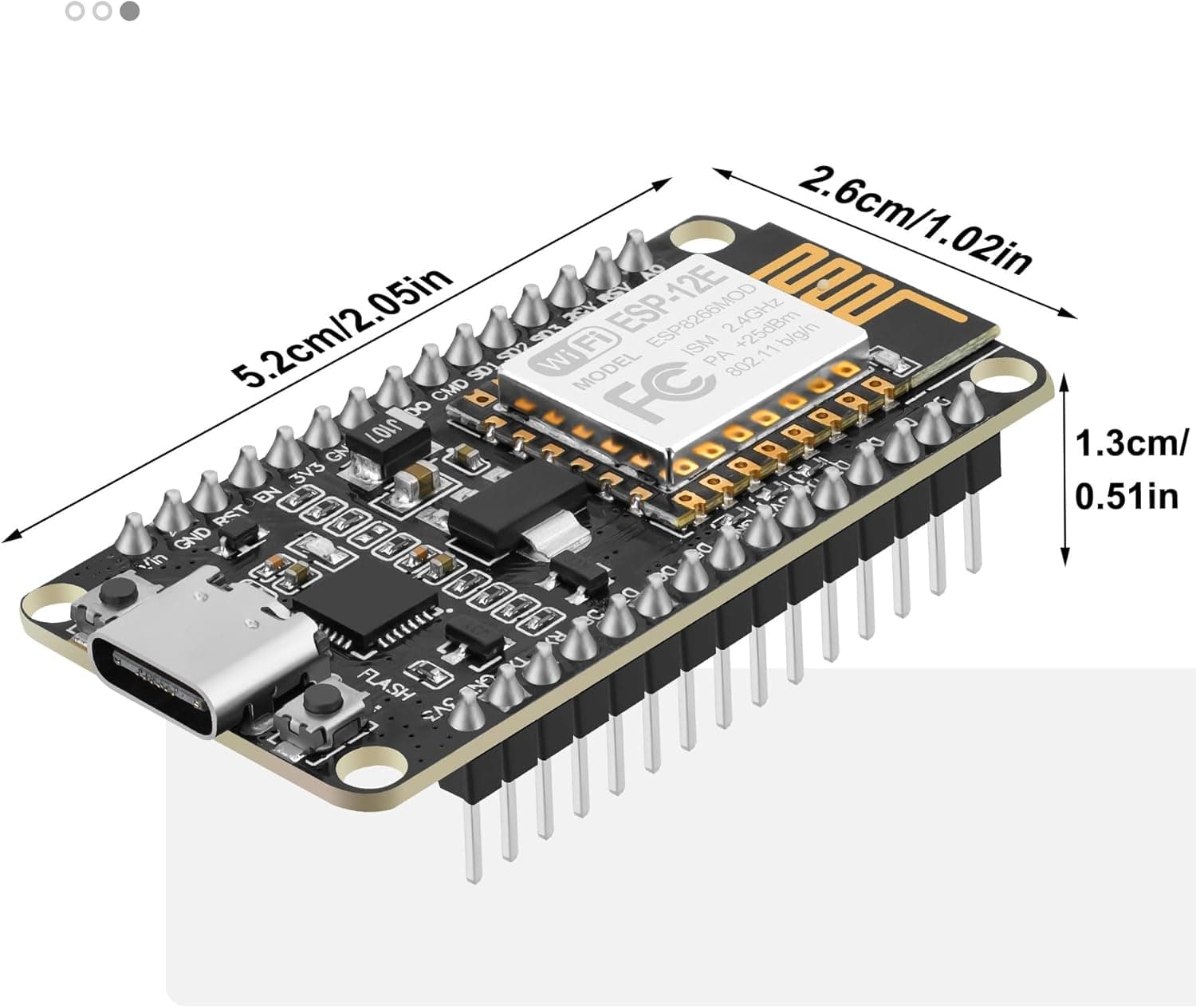 برد توسعه NodeMcu دارای هسته وای فای ESP8266 و مبدل CP2102 رابط تایپ C — تصویر ۲