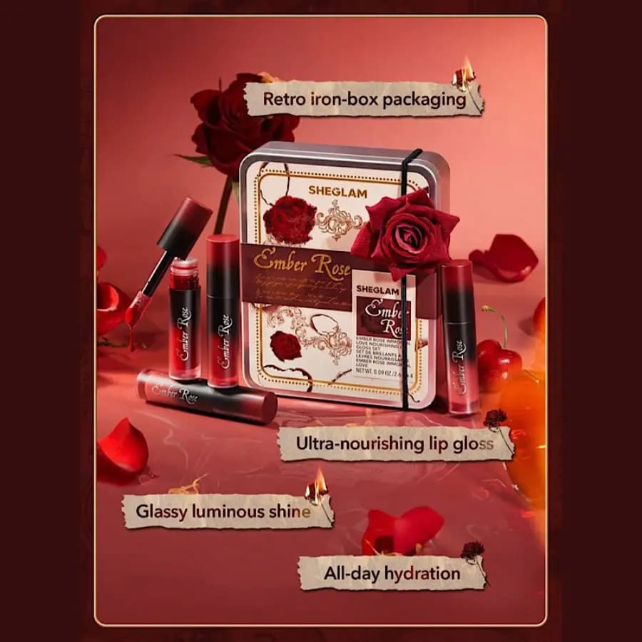پک لیپ گلاس شیگلم 4 عددی Ember Rose — تصویر ۲