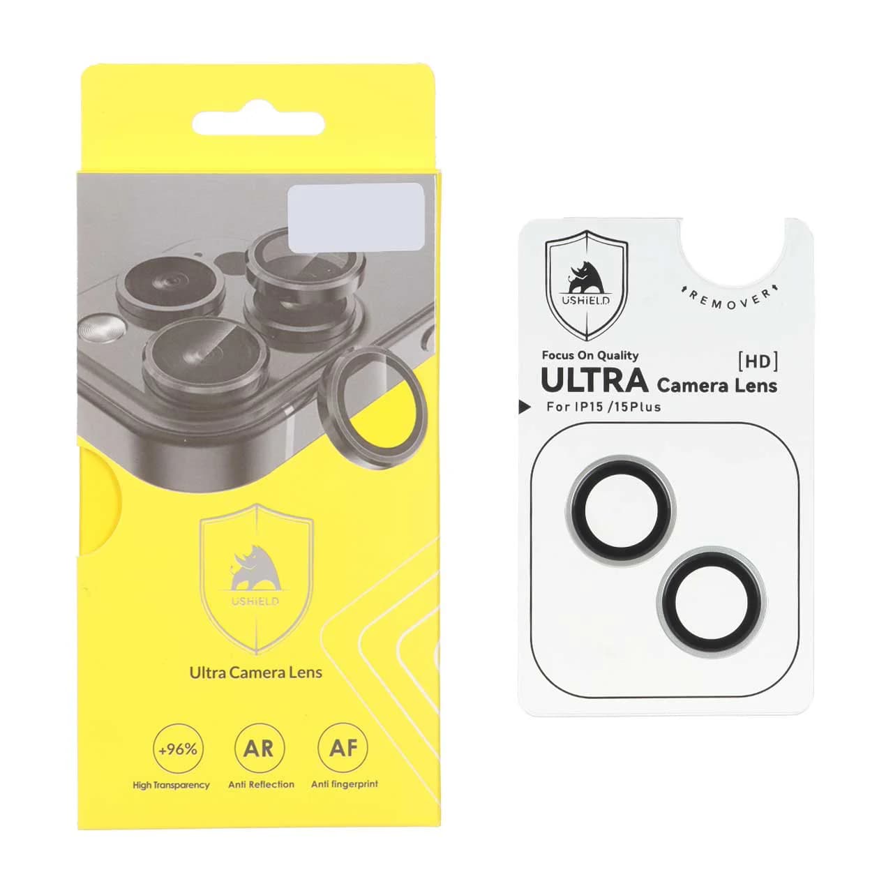 محافظ لنز رینگی اورجینال Ultra Camera Lens Ushield شابلون دار Apple iPhone 15 / iPhone 15 Plus — تصویر ۳