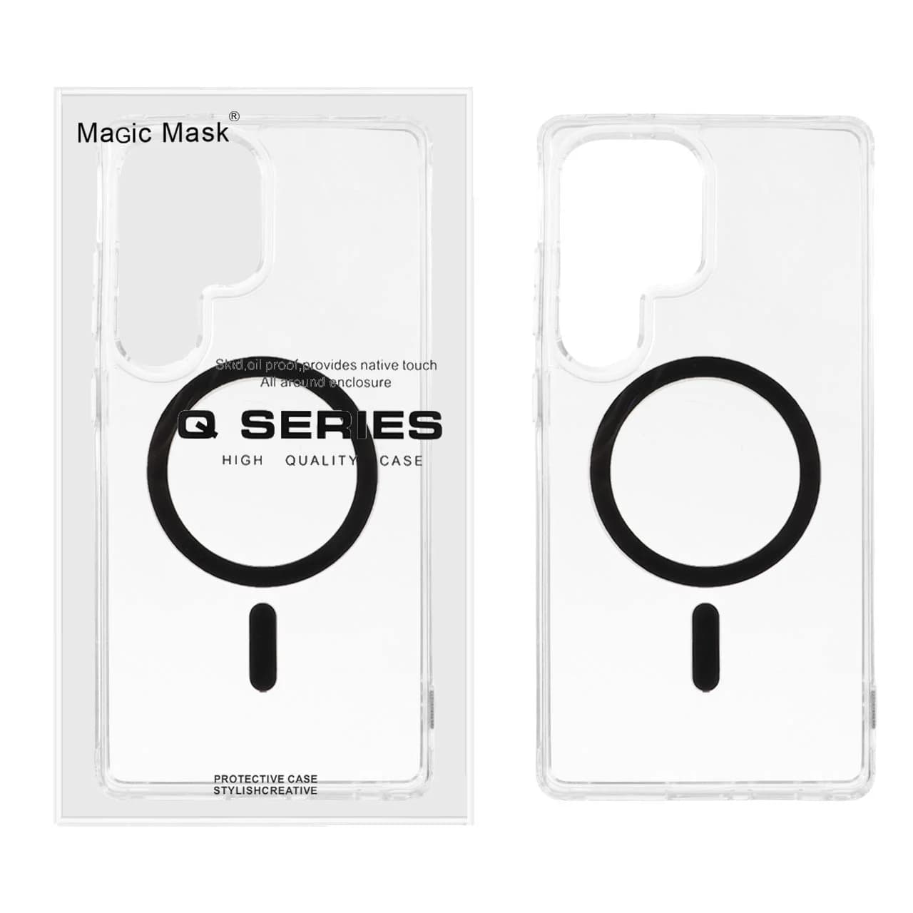 قاب اورجینال Magic Mask پشت سخت شفاف MagSafe دور ژله ای Samsung Galaxy S25 Ultra