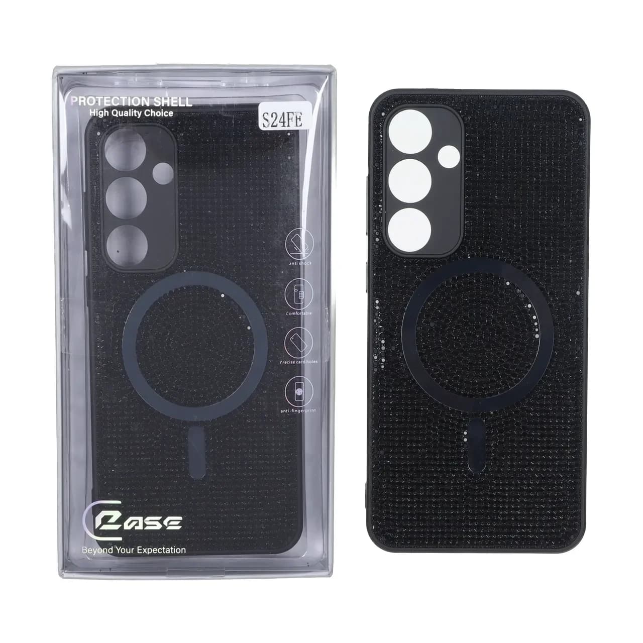 قاب C Case نگین دار MagSafe هولوگرامی محافظ لنزدار Samsung Galaxy S24 FE