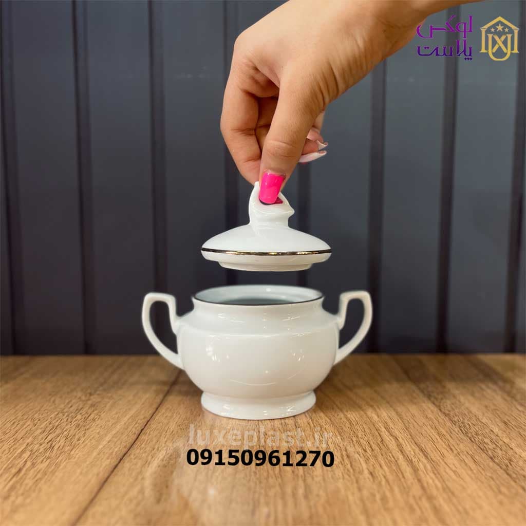 قندان چینی گرد دسته دار 2383 — تصویر ۳