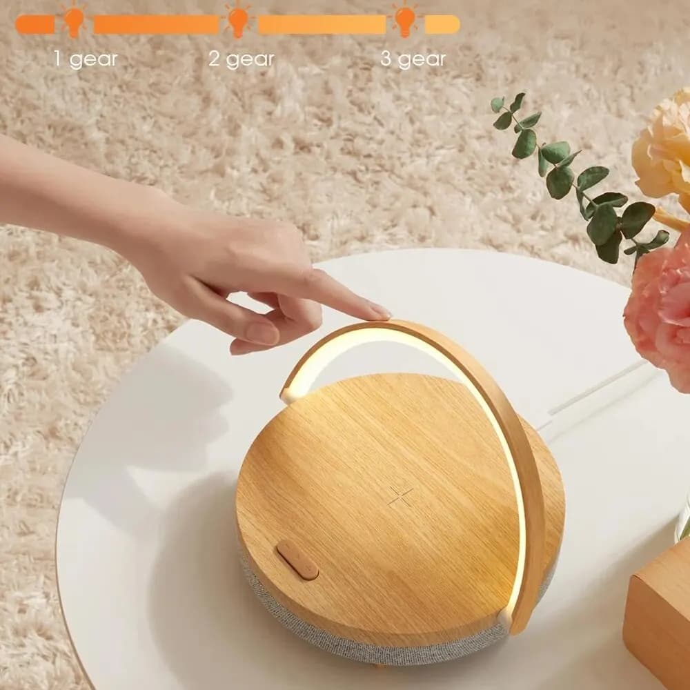 شارژر وایرلس و اسپیکر بلوتوثی ایزوالو مدل EZVALO 4-in-1 Music Bedside Lamp with Wireless Charger LYYD01 — تصویر ۴