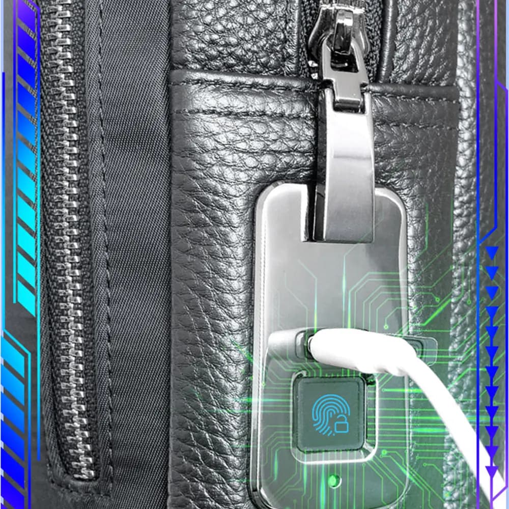 کیف دستی چرمی هوشمند با سنسور اثر انگشت کمری فیپیلوک مدل Fipilock FL-V2214 — تصویر ۲