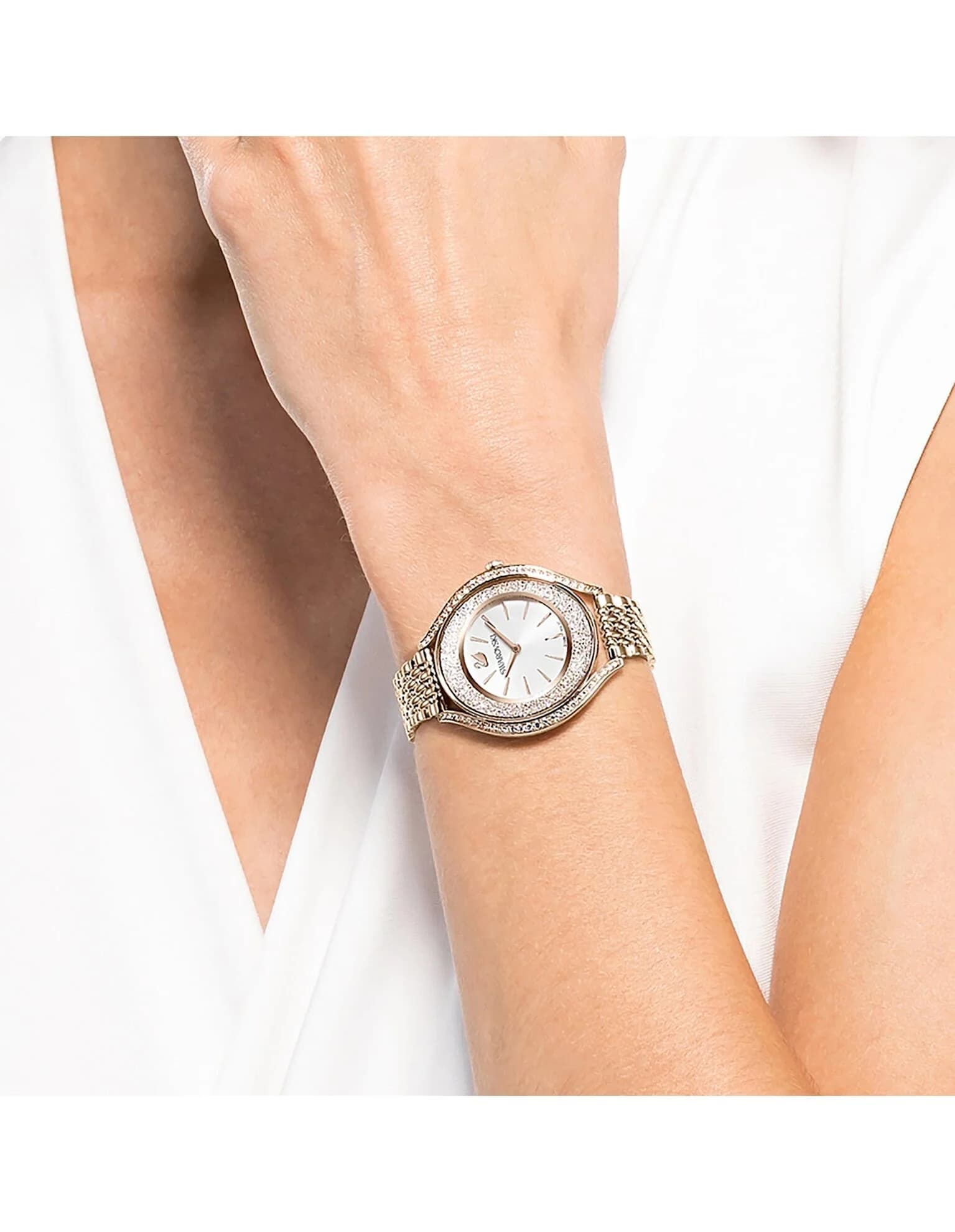 ساعت مچی گلد طلایی سوئیسی سواروسکی اورجینال Swarovski Crystalline Aura watch 5519456 — تصویر ۲