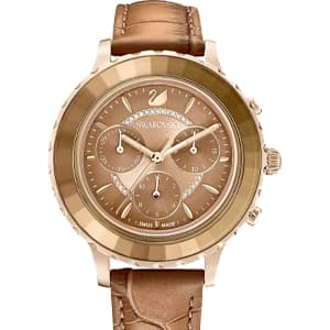 ساعت مچی قهوه ای چرم سوئیسی سواروسکی اورجینال Swarovski Octea Lux Chrono watch 5632260