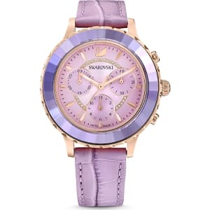 ساعت مچی بنفش چرم سوئیسی سواروسکی اورجینال Swarovski Octea Lux Chrono watch 5632263