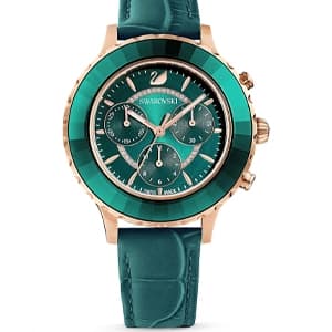 ساعت مچی سبز چرم سوئیسی سواروسکی اورجینال Swarovski Octea Lux Chrono watch 5452498