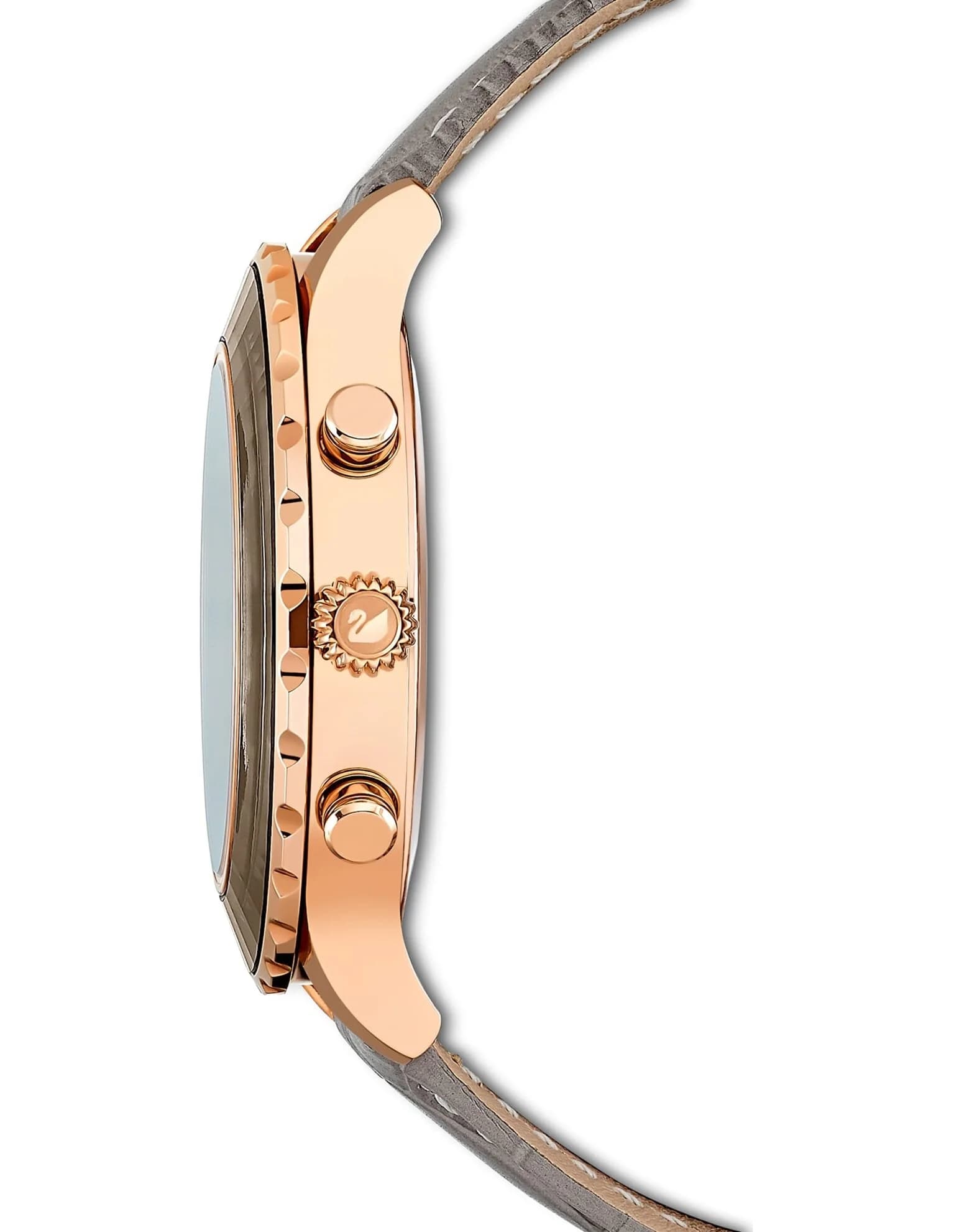 ساعت مچی طوسی چرم سوئیسی سواروسکی اورجینال Swarovski Octea Lux Chrono watch 5452495 — تصویر ۴