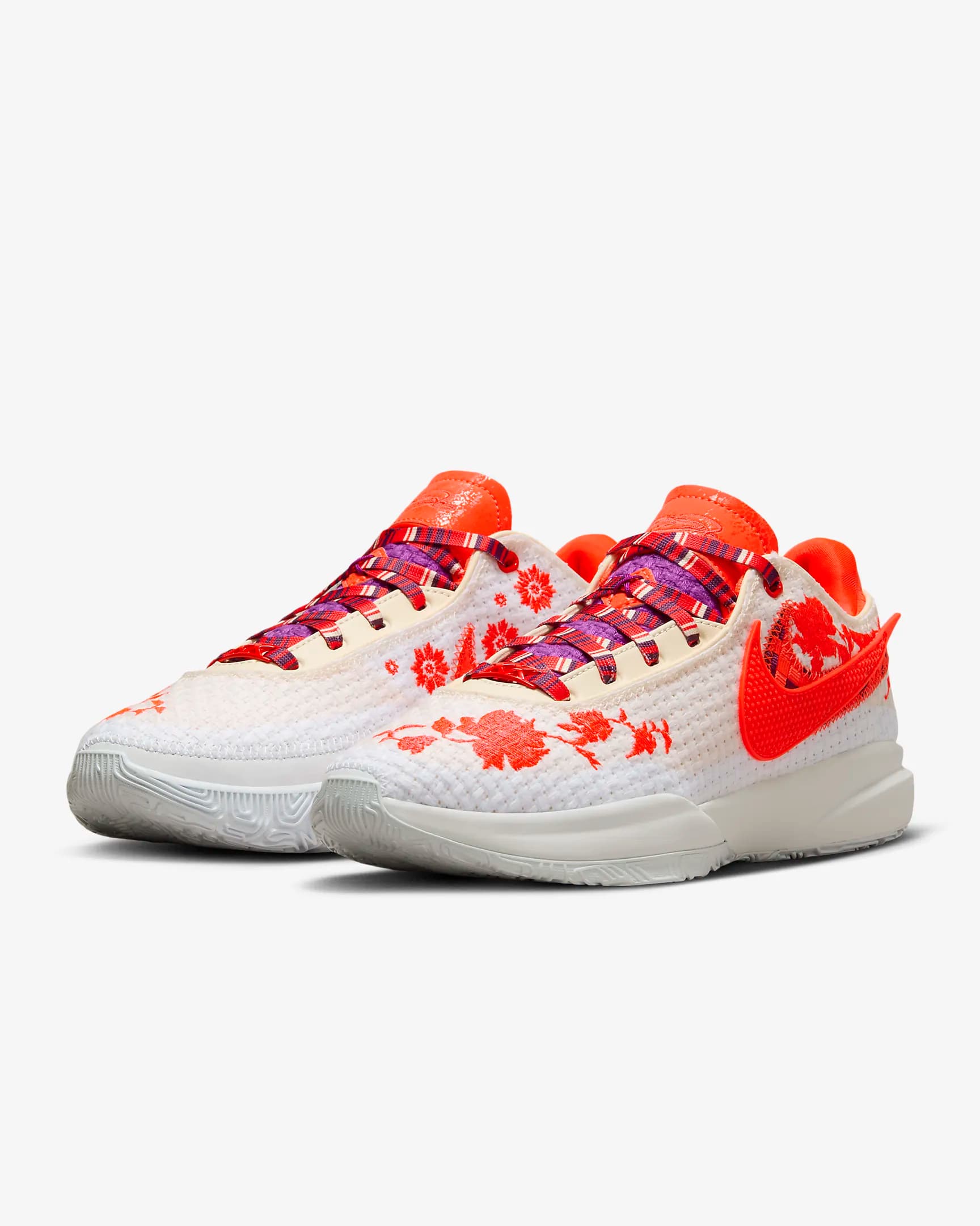 کفش مردانه نایک اورجینال- سفید و نارنجی NikeLeBron XX Premium — تصویر ۶