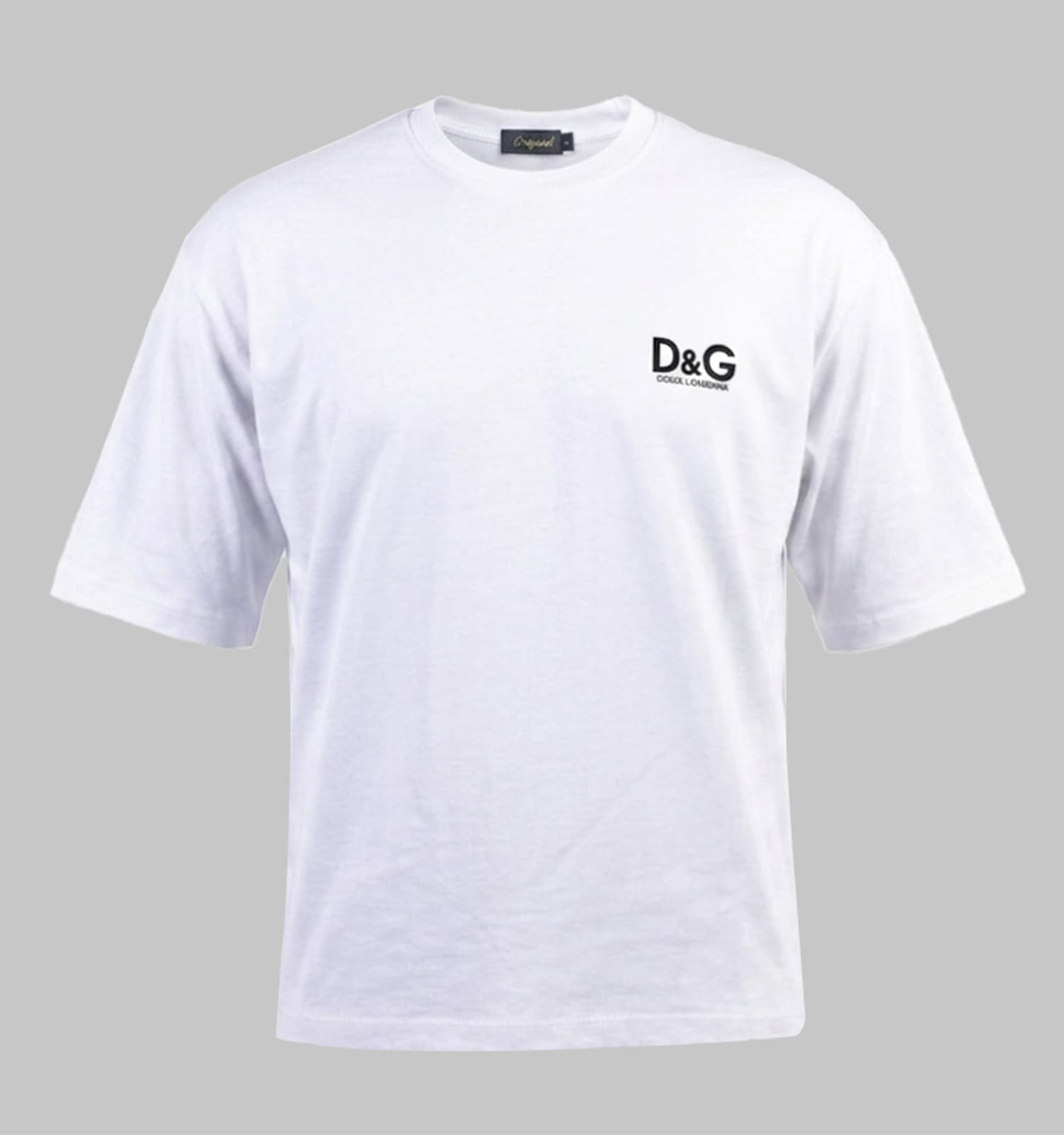 تیشرت D&G یقه گرد مردانه سفید مچینست طرح دار کد 50302 — تصویر ۴